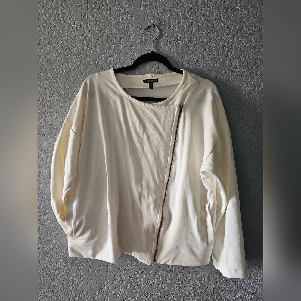Eileen Fisher IVORY Flex Tencel Ponte  Round Neck  Jacket size XL